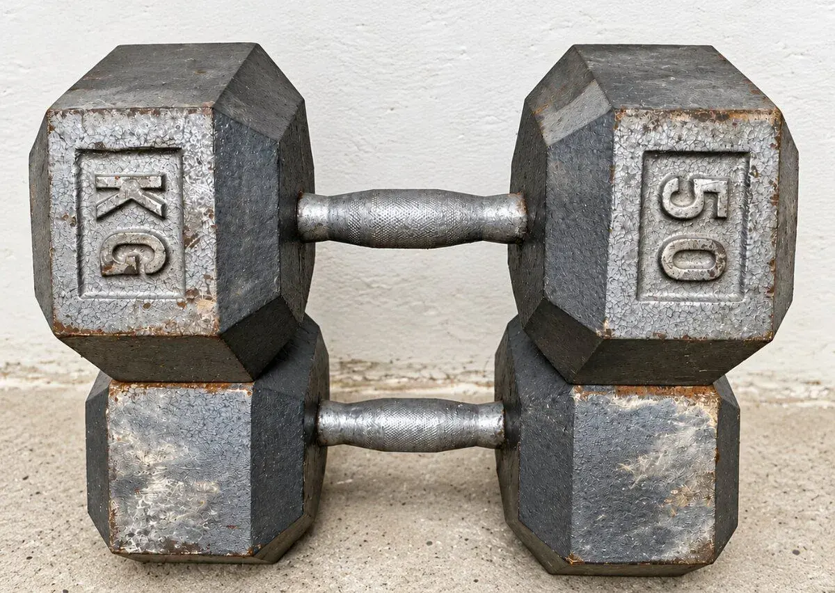 Jednoruční činky 2×50 kg – profi litinové HEXA