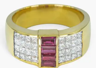 18K prsten s diamanty a rubíny - 1,40ct - certifikát HRD