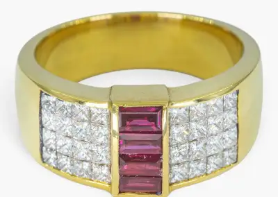 18K prsten s diamanty a rubíny - 1,40ct - certifikát HRD