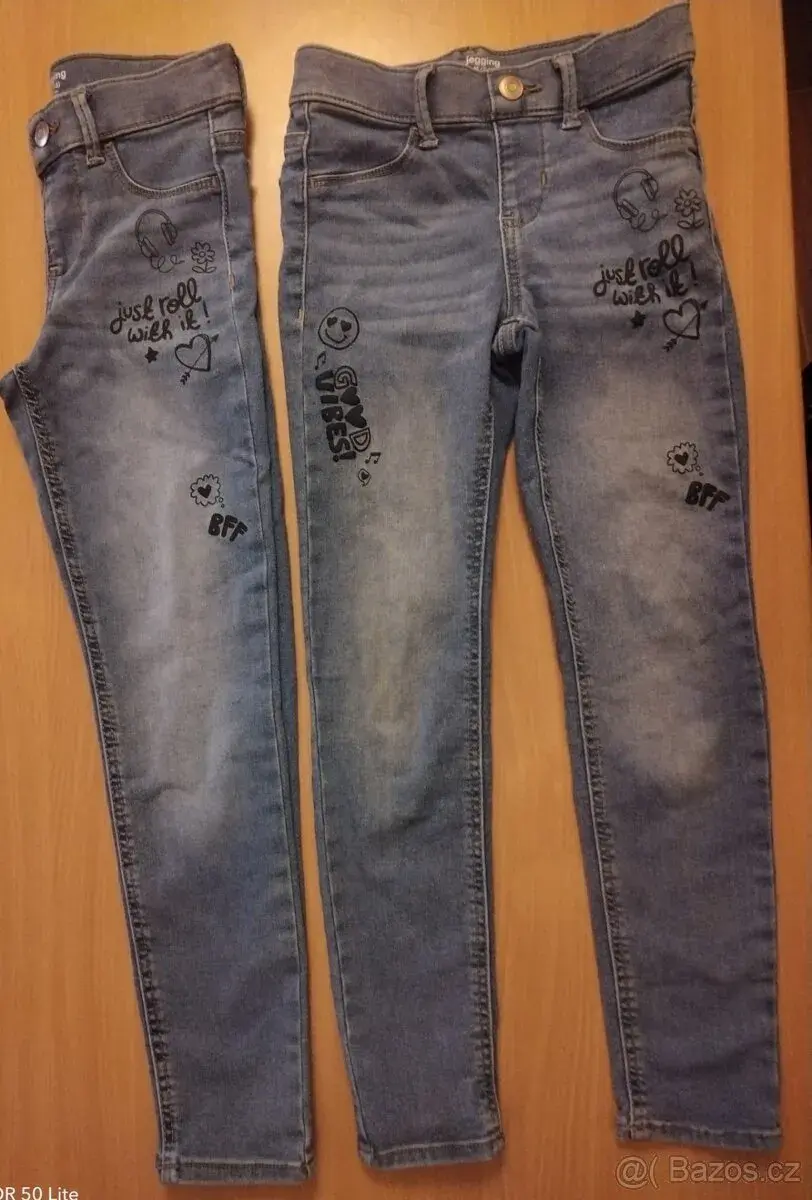 2x Džíny Jeggings, Velikost 128