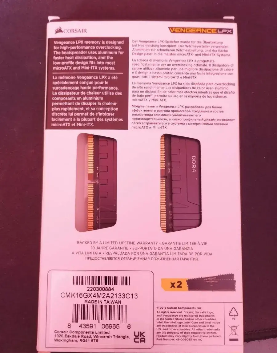 Corsair Vengeance LPX DDR4 2133MHz, 2x8GB (16GB kit)