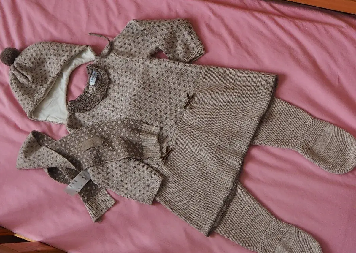 Set svetr/tunika, polodupačky, čepice a šála zn.Klitzeklein