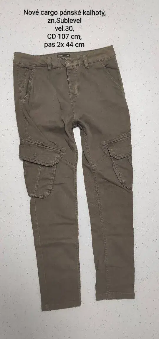 Nové pánské khaki cargo kalhoty vel.30