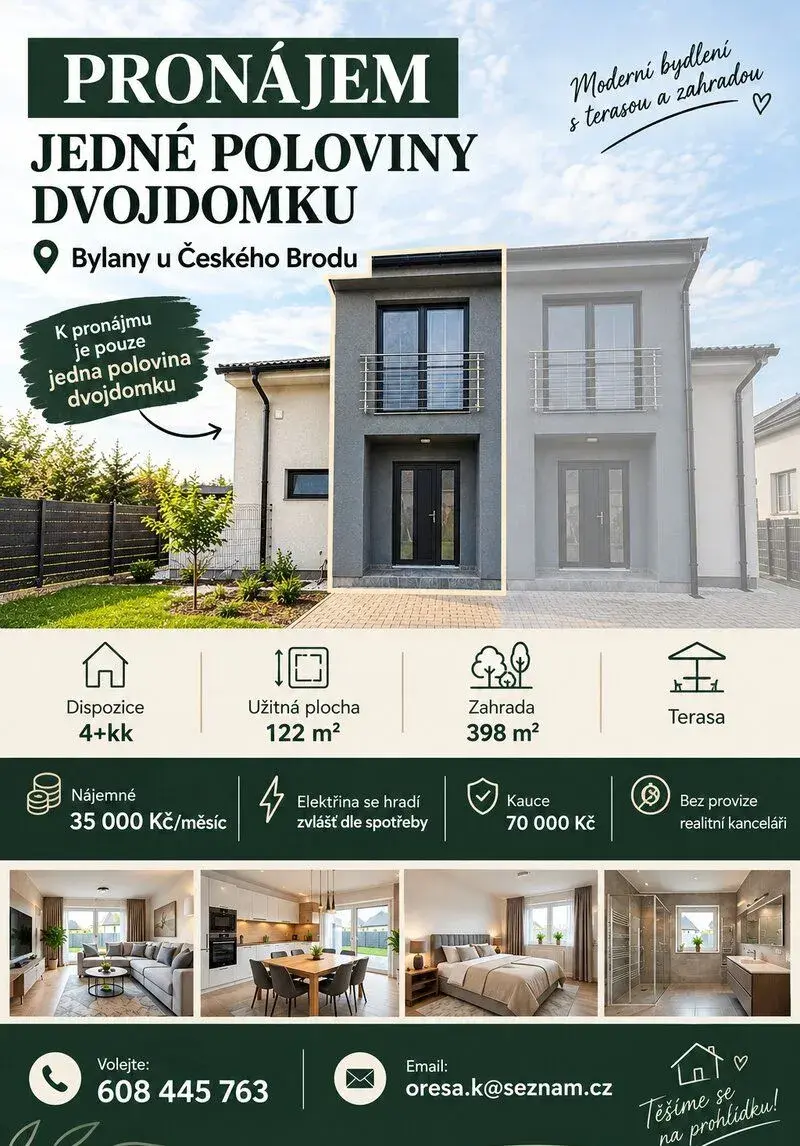K pronájmu jednu půlku dvojdomku.