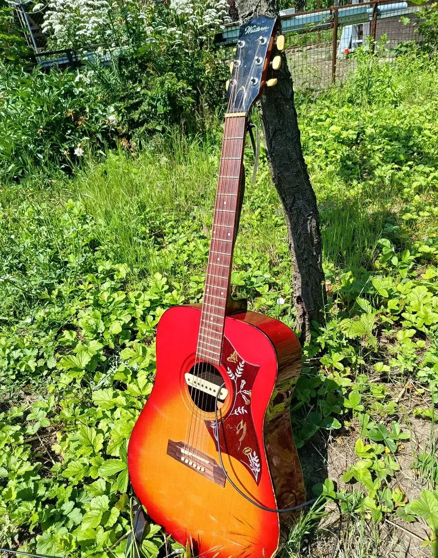akustická kytara made in Japan, ruční výroba, Hummingbird