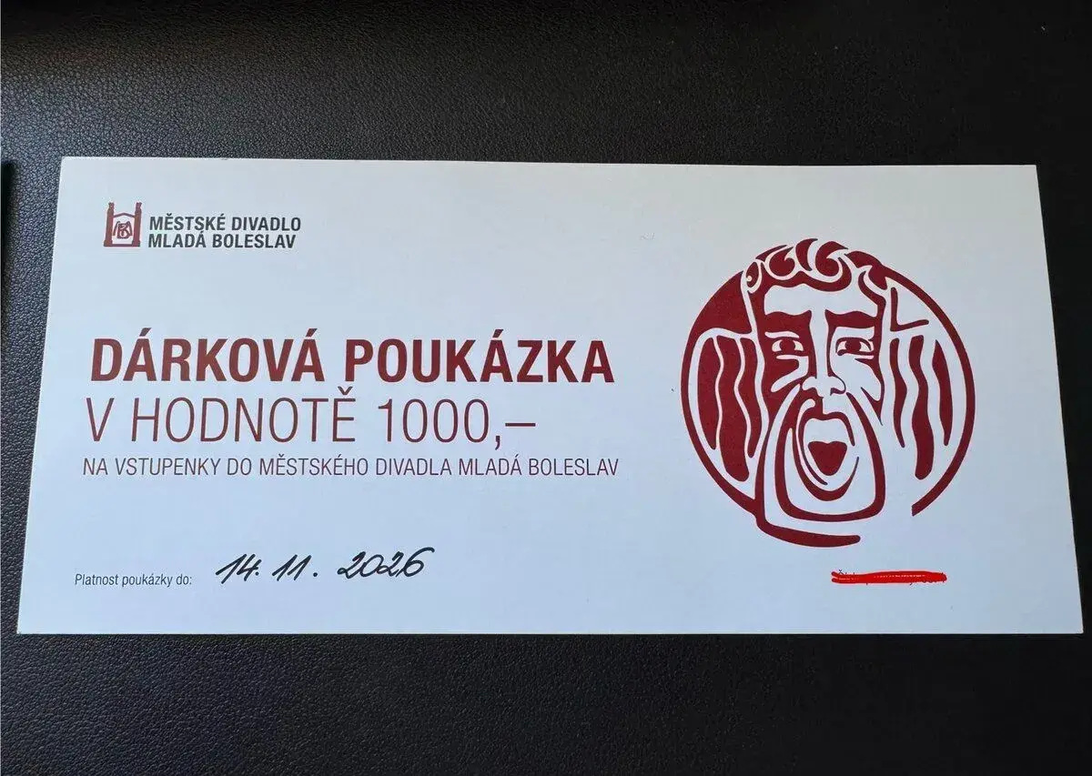 Dárkový poukaz v hodnotě 1000kč do Divadla Mladá Boleslav