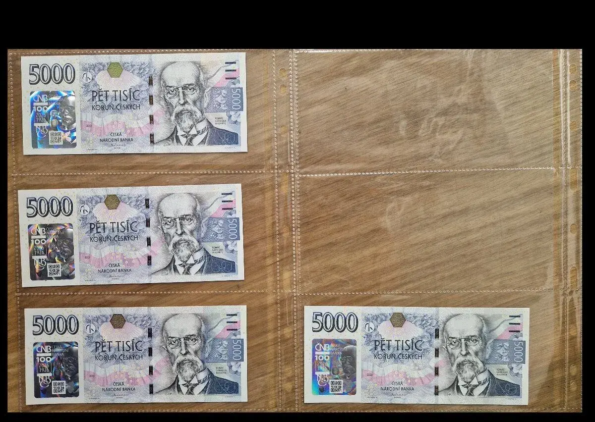 5000 Kč s přítiskem ČNB – trojciferná čísla, různé série
