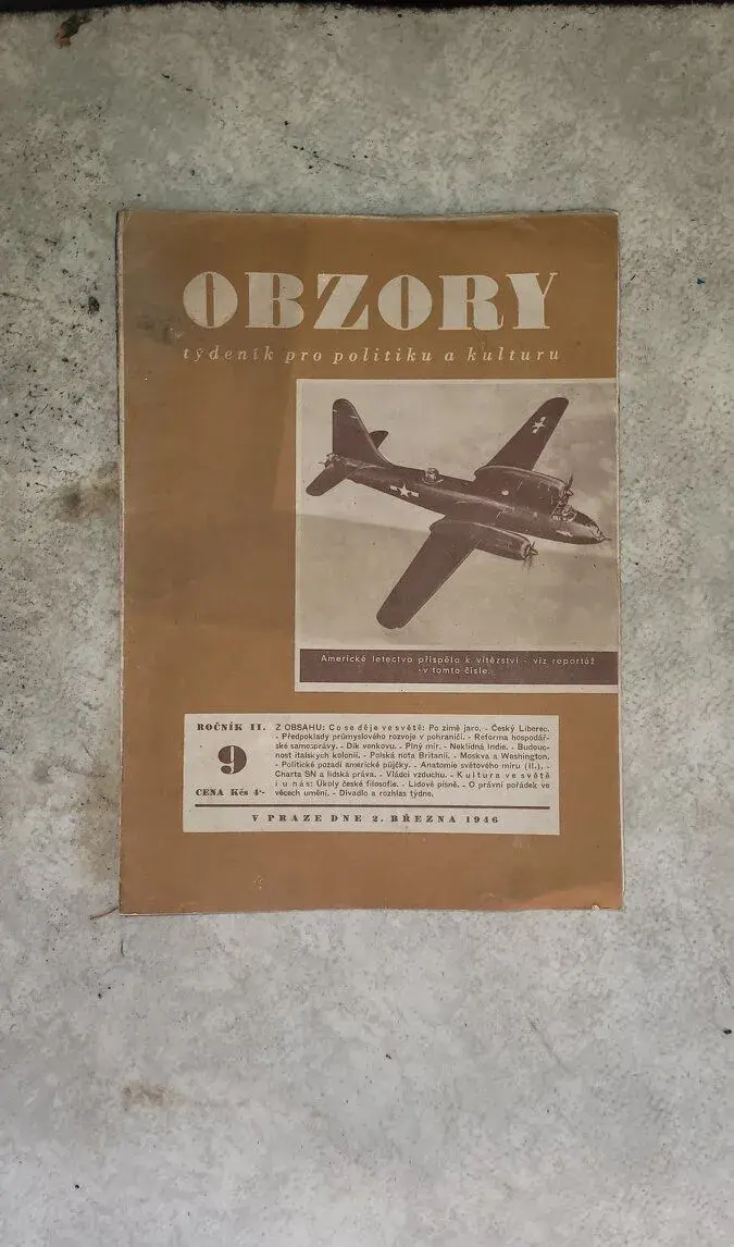 Časopis Obzory ročník II ,1946, číslo 9