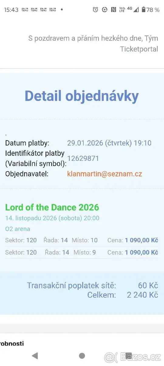 Vstupenky na Lord of the Dance v O2 aréně Praha