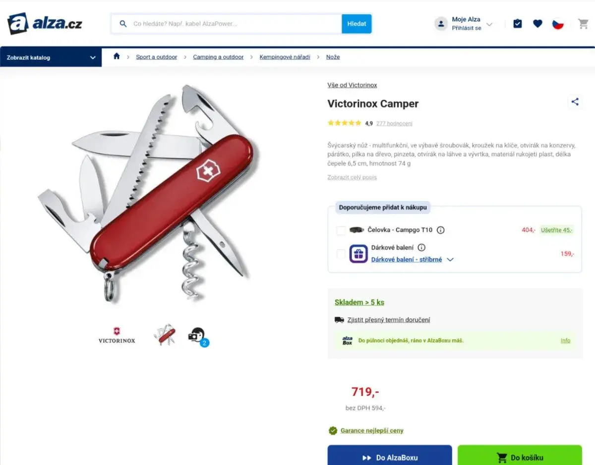 Švýcarský nůž Victorinox Camper 1.3613 červený [NOVÝ]