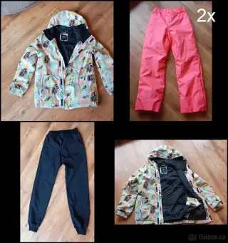 Dívčí bunda RipCurl+2x oteplovačky+sotshelky, vel. 10-12 let