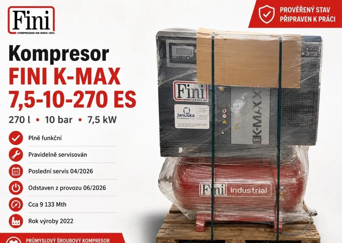 FINI K-MAX 7,5 kW – šroubový kompresor se sušičkou, 270 l