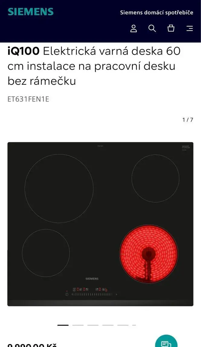 Nová sklokeram deska SIEMENS ET631FEN1E, 2 roky zár CENA