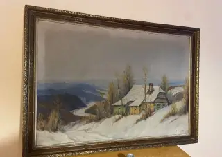 Olejomalba - Děčínsko - Krajina s roubenkou A. Procházka