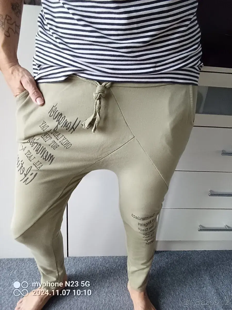 Harémky - nasrávačky - baggy "khaki"