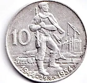 Pamětní Ag mince CS - 10 Kčs - 1954 - 10 výročí SNP