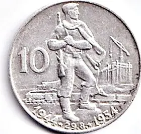 Pamětní Ag mince CS - 10 Kčs - 1954 - 10 výročí SNP