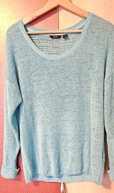 Tyrkysový přízový svetr M / 40-42