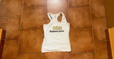 Bílé dámské tílko se sportovními zády EMT – velikost L/XL