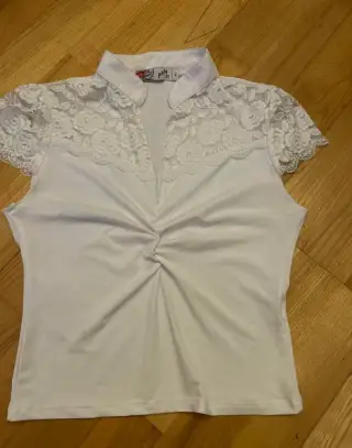 Bílá dámská halenka s krajkou a uzlem vel. 2 (S/M)