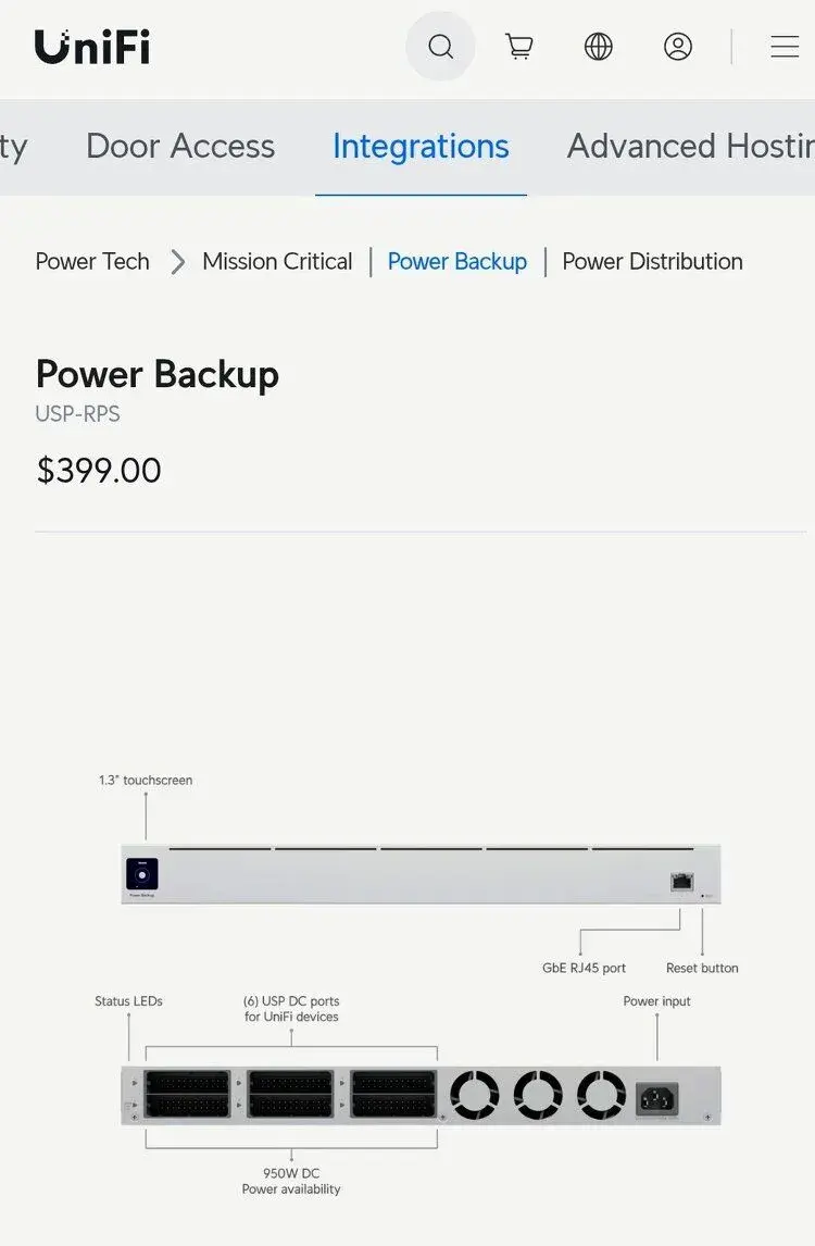 Ubiquiti unifi náhradní záložní zdroj UPR