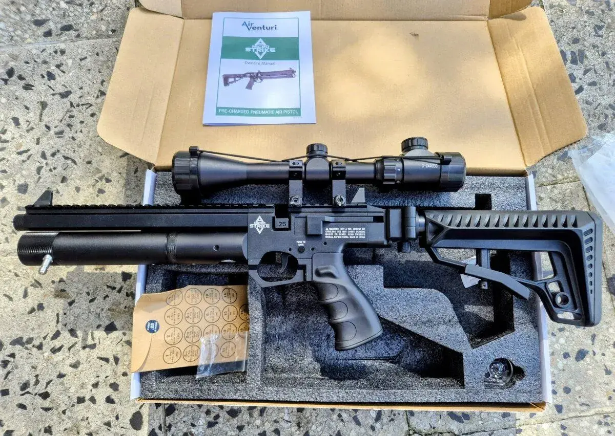 PCP vzduchovka Air Venturi Mikrostrike 6,35mm,+optika 3-9x40