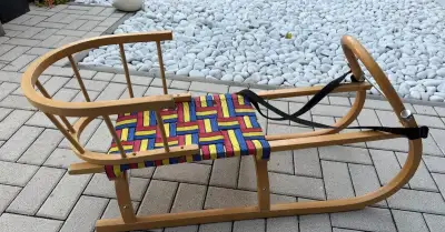 Sáně dřevěné, 97cm, včetně dřevěné opěrky