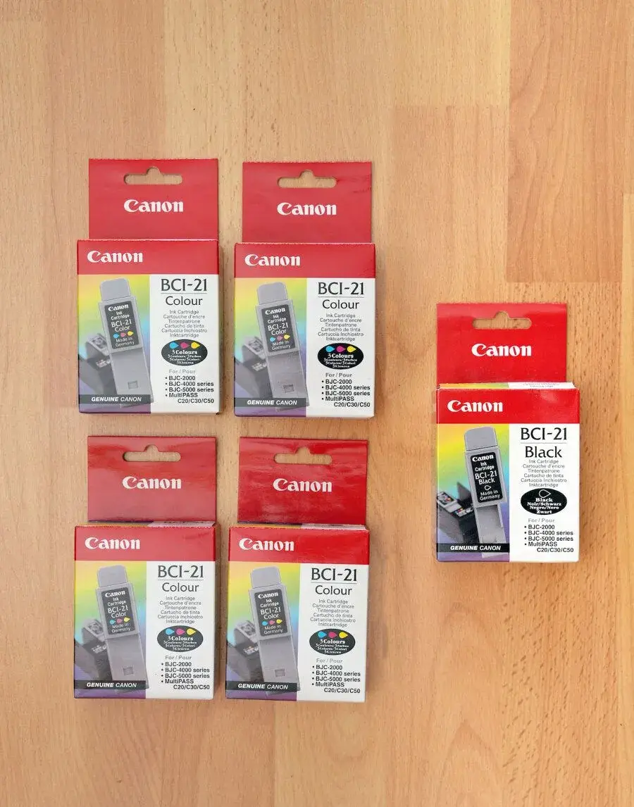 5ks nové originální cartridge Canon BCI-21 color, black