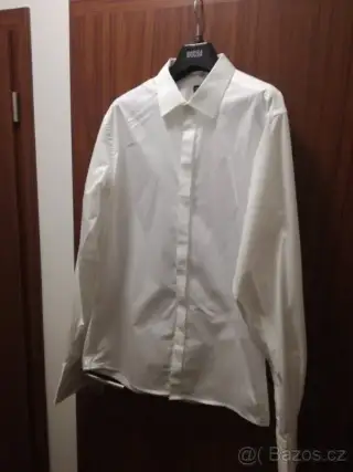 Pánská svatební košile, vel 42, slim, prodloužená