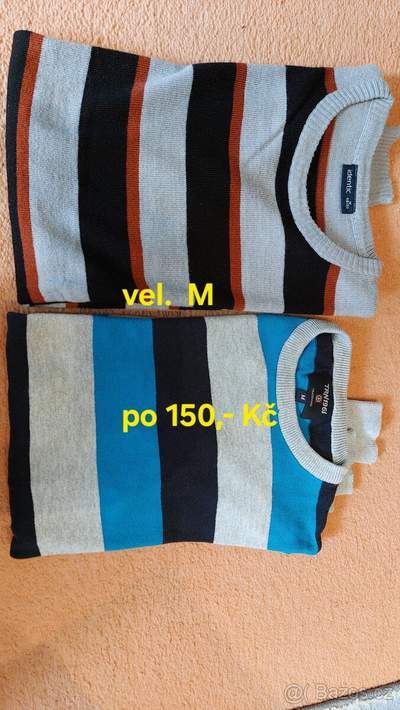 Pánské svetry vel. M za 100,-Kč
