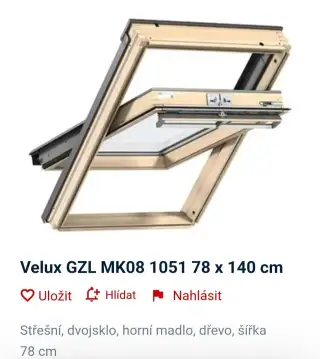 STŘEŠNÍ OKNO VELUX 140 X 78