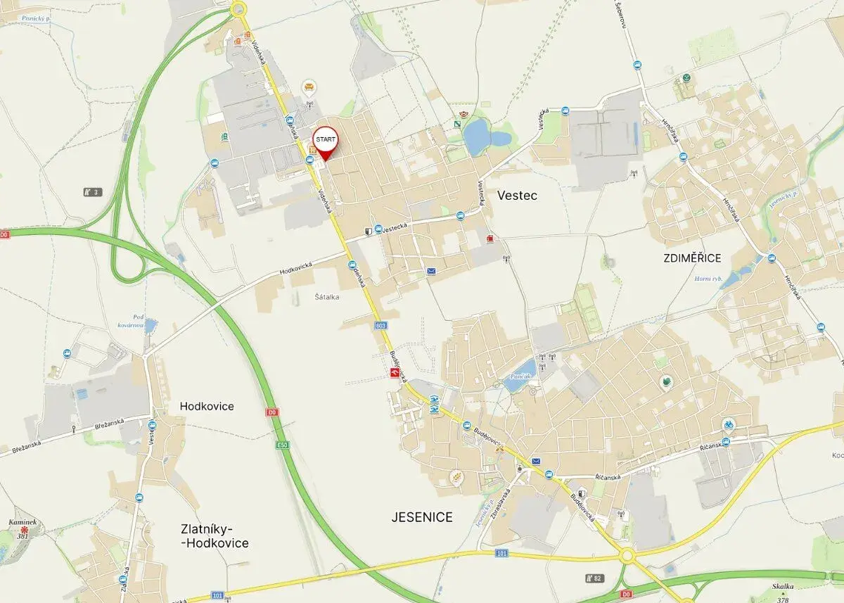 Vyhrazené parkovací stání P+R, 150m na BUS (Vestec u Prahy)