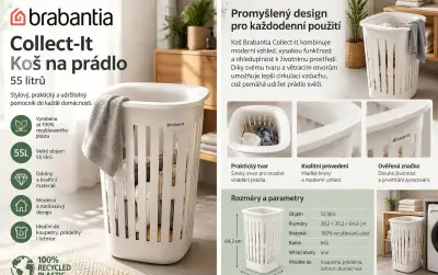 Koš na prádlo nový, Brabantia laundry, 50%ceny