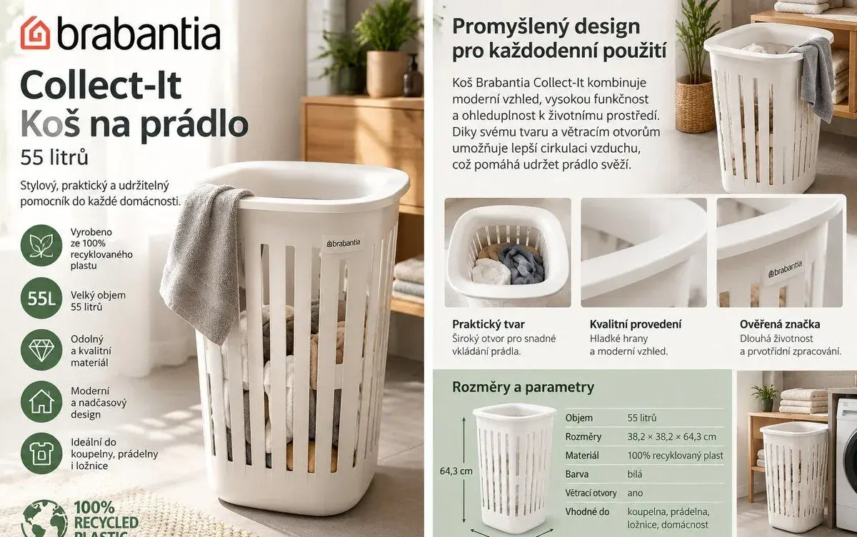Koš na prádlo nový, Brabantia laundry, 50%ceny