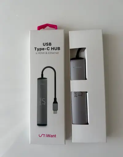 Hliníkový USB-C HUB iWant (HDMI 4K, RJ-45 Ethernet, 3x USB