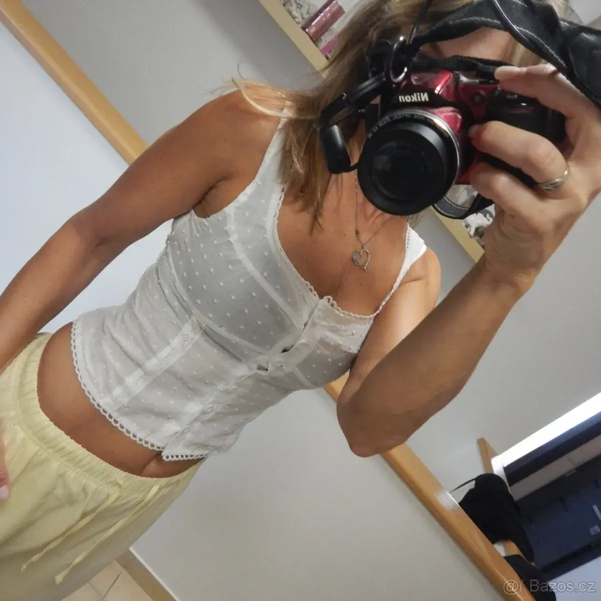 bíla halenka na raminka - korzet