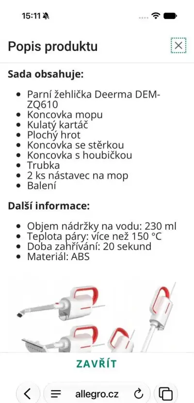 Multifunkční parní čistič Deerma DEM-ZQ610