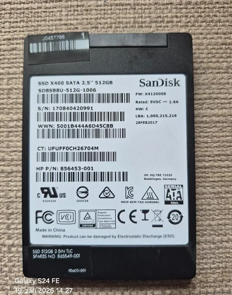 SSD SanDisk X400 512GB 2,5" SATA III – SMART 98-99 %