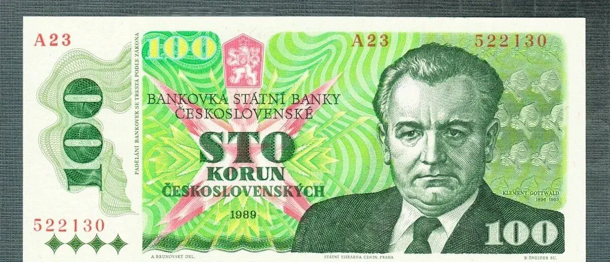 Staré bankovky 100 kčs 1989 Gottwald bezvadný stav UNC