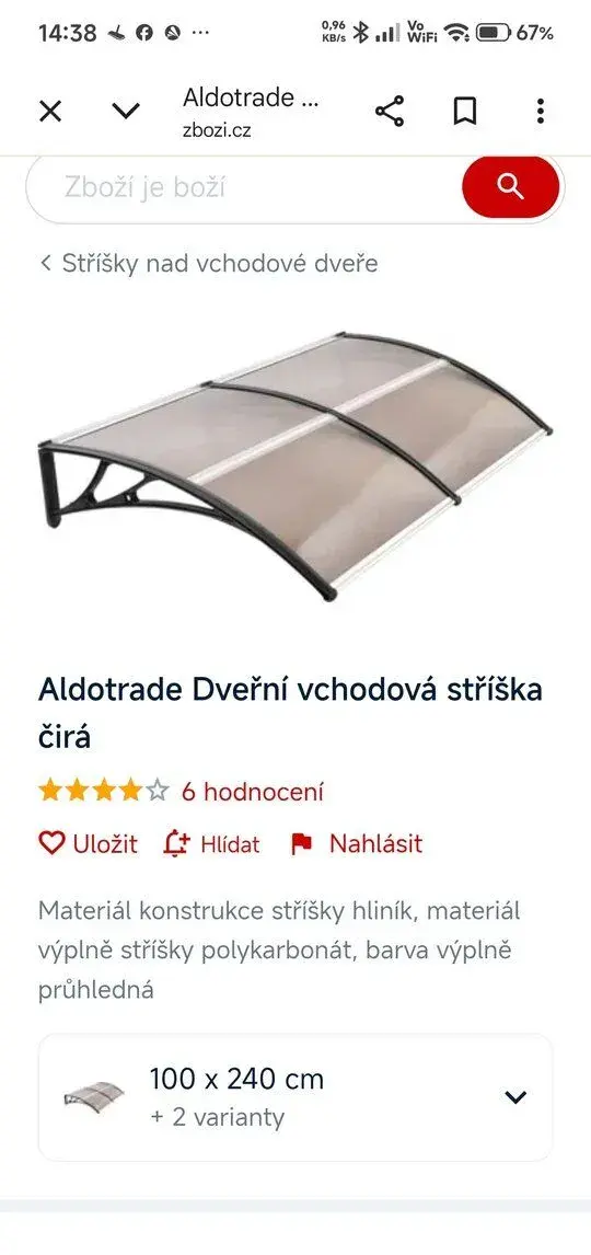 2 ks VCHODOVÉ STŘÍŠKY