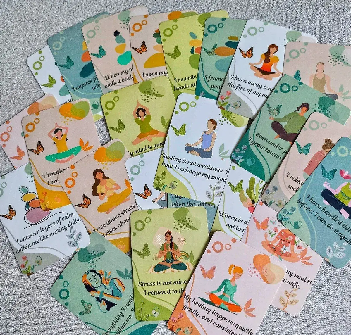 Afirmační jógové motivační karty - meditace, dech
