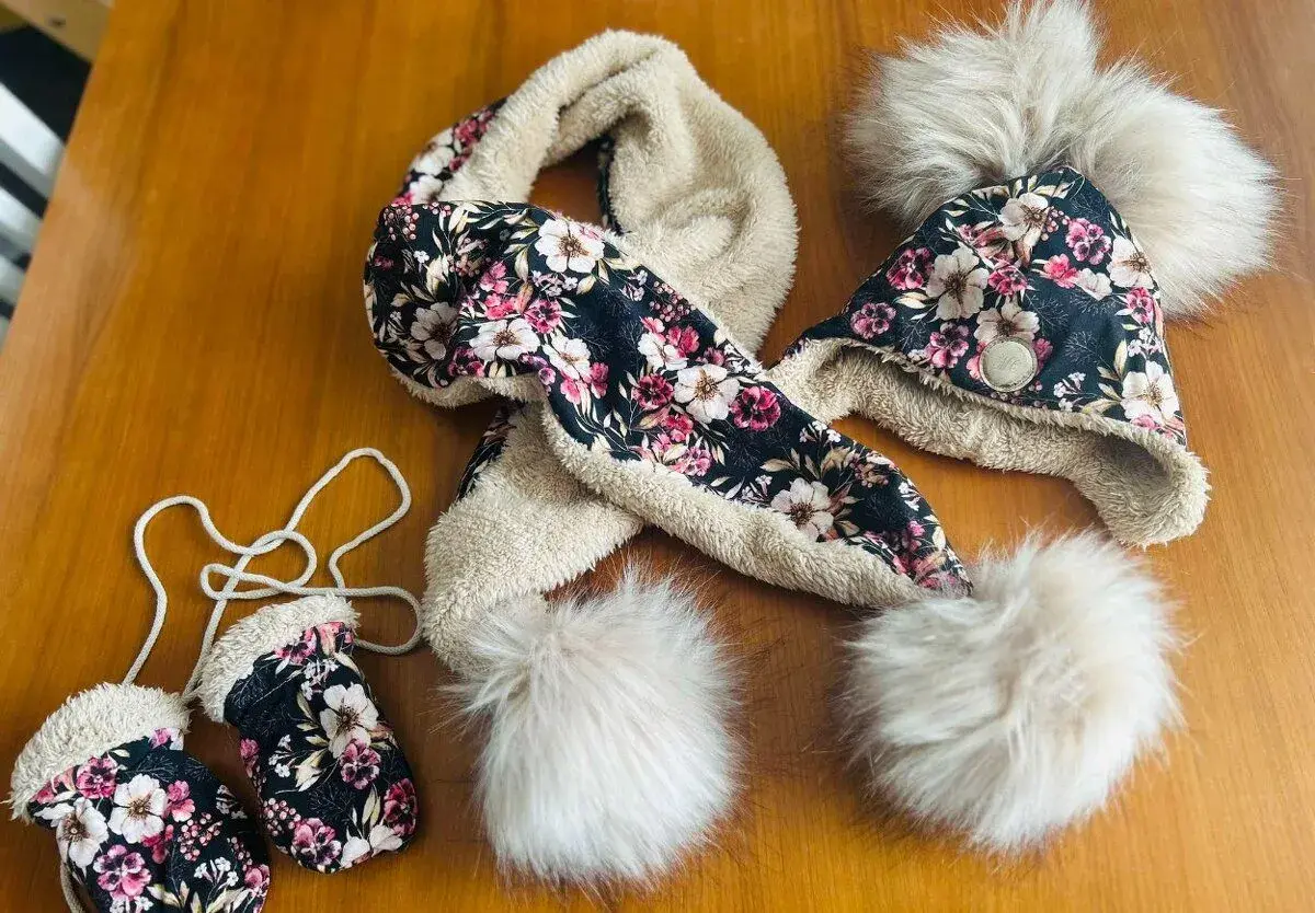 sada čepička, šála, rukavičky 1-2 roky, 49 cm