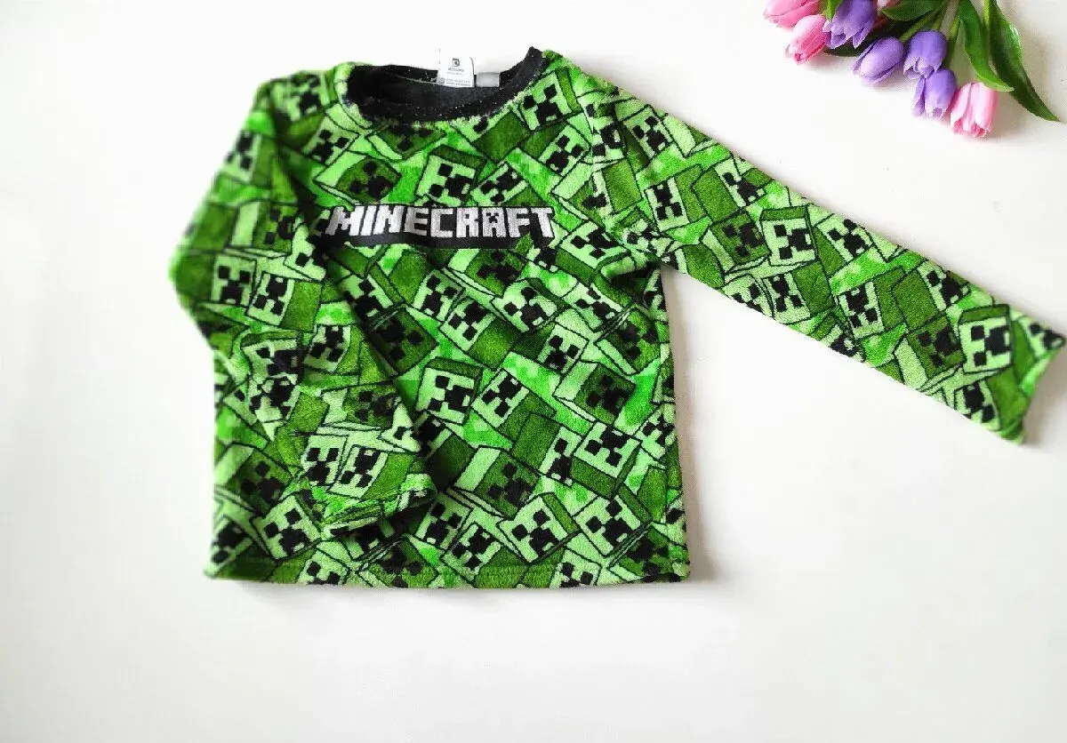 Dětské chlapecké fleece triko Minecraft s dlouhým rukávem