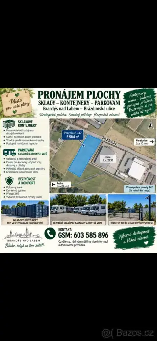 Pronájem parkovací plochy pro automobily až obytné vozy