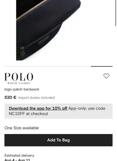 Originál Černý batoh Polo Ralph Lauren