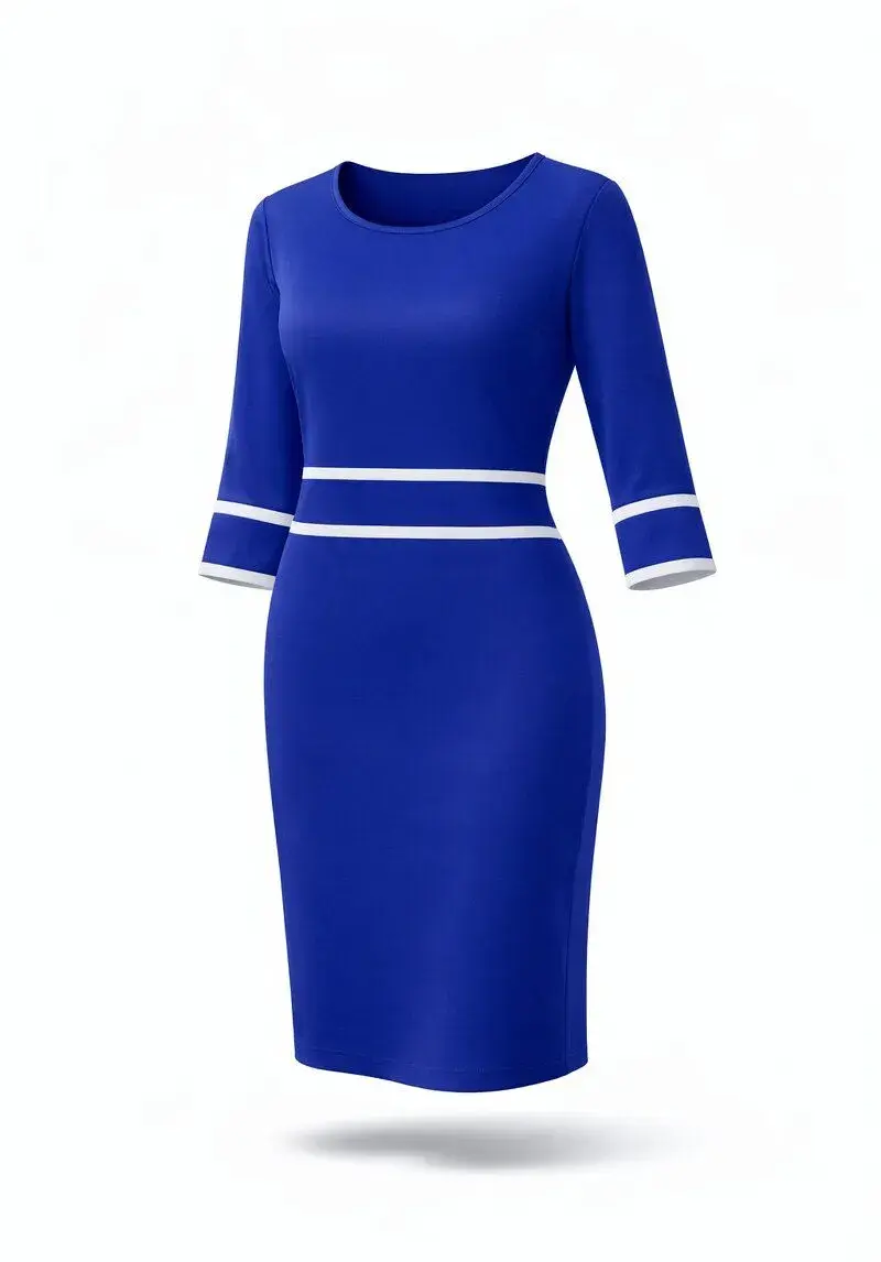 Elegantní dámské midi šaty – modré | velikost XL | NOVÉ
