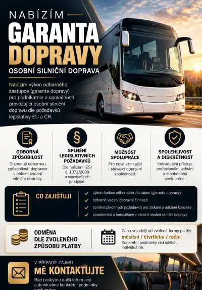 🚌 K dispozici: ODBORNÉHO ZÁSTUPCE (GARANTA DOPRAVY)