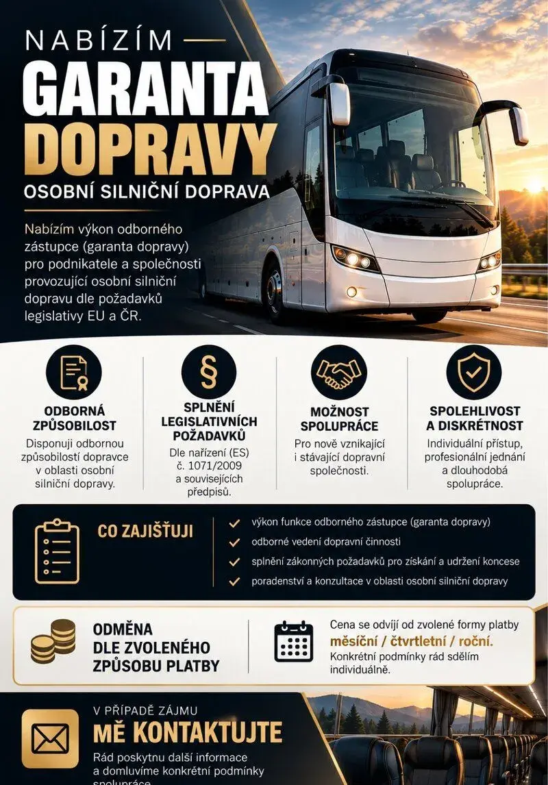 🚌 K dispozici: ODBORNÉHO ZÁSTUPCE (GARANTA DOPRAVY)