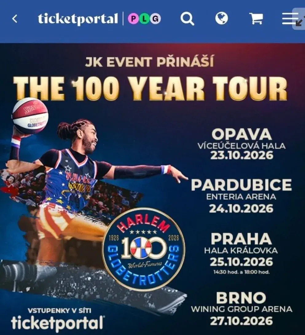 Vstupenky do Opavy Harlem Globetrotters