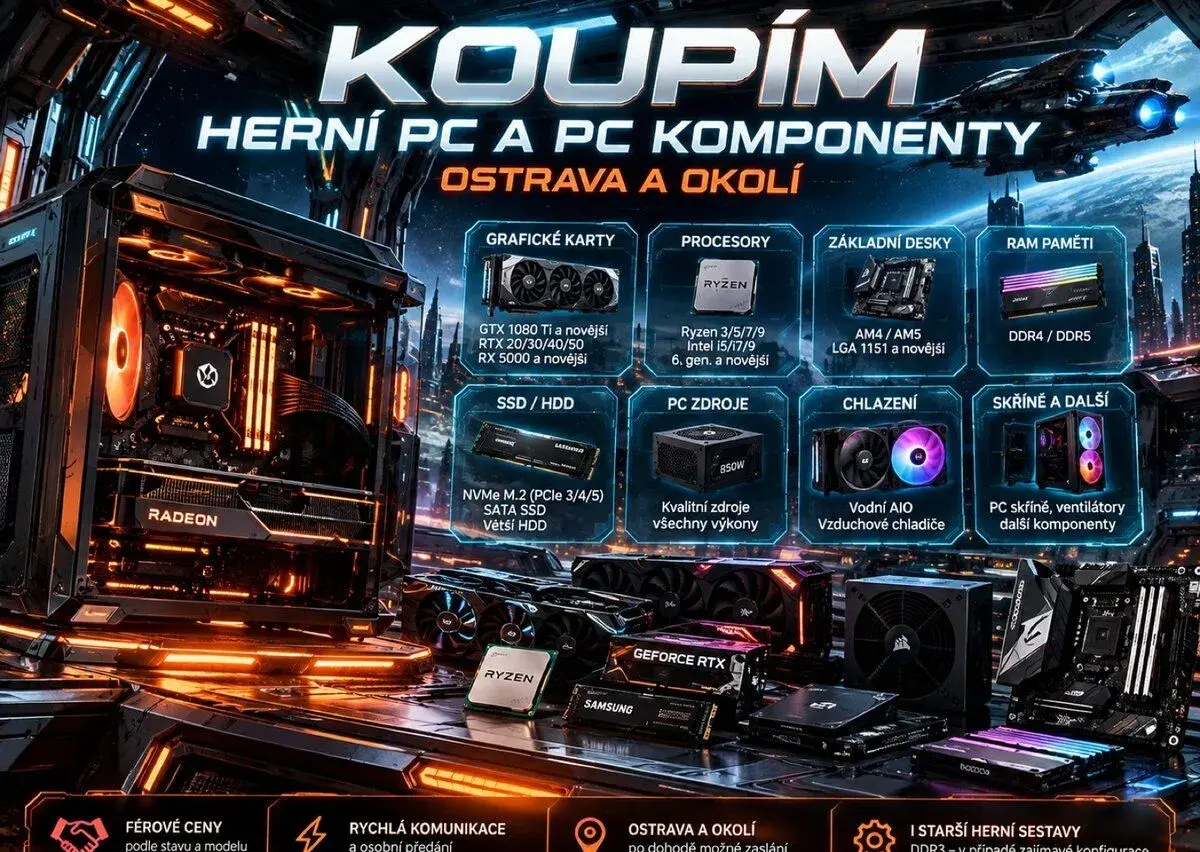 Herní PC a PC komponenty – Ostrava a okolí